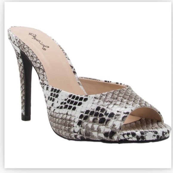 Qupid Jealous Black White Snake Heeled Mules (NEW in BOX) Size 10 - Picture 7 of 11